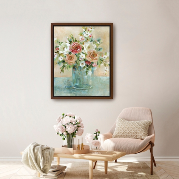 Rosy Bouquet Framed Canvas Art Print