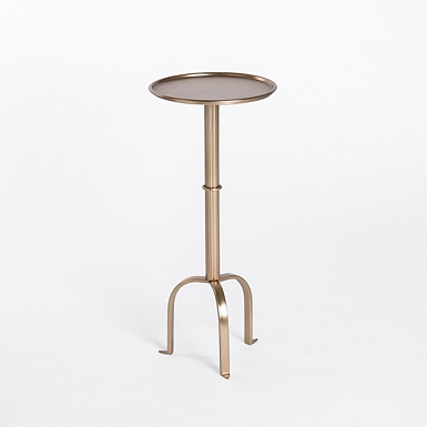 Round Aged Gold and Marble Accent Table