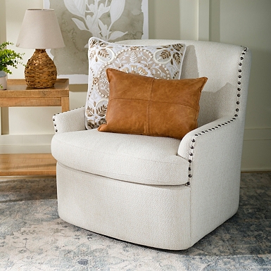 Ivory Nailhead Wingback Swivel Accent Chair Kirklands Home