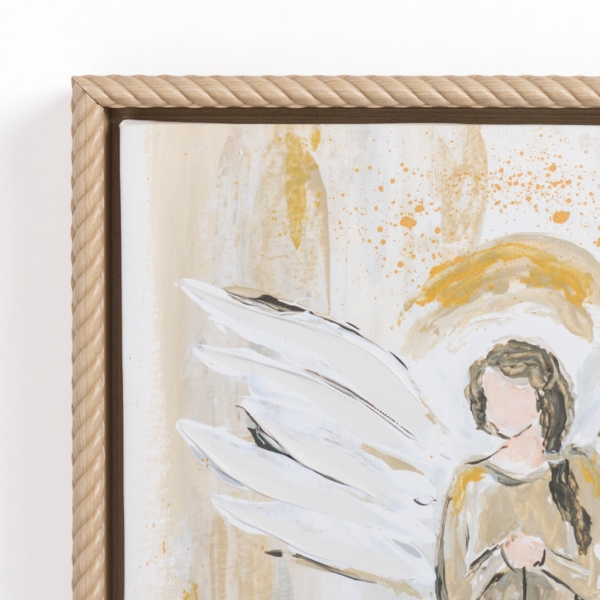 Angel Holding Wreath Framed Canvas Art Print
