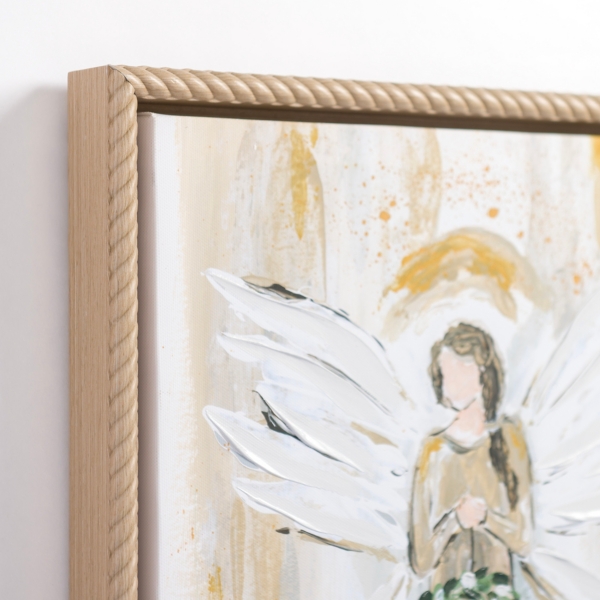 Angel Holding Wreath Framed Canvas Art Print