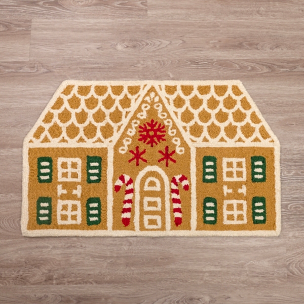 Gingerbread House Hooked Floor Mat