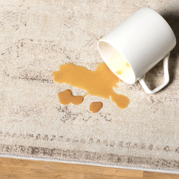 Beige Medallion Washable Area Rug, 7x9