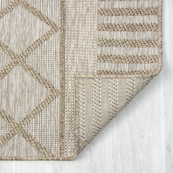Brown Transitional Stripes Outdoor Rug, 8x10