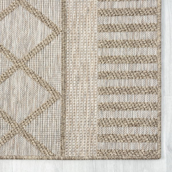 Brown Transitional Stripes Outdoor Rug, 8x10