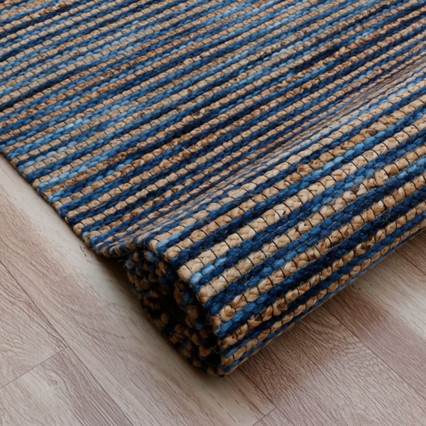 Navy Jute and Wool Woven Area Rug, 5x8