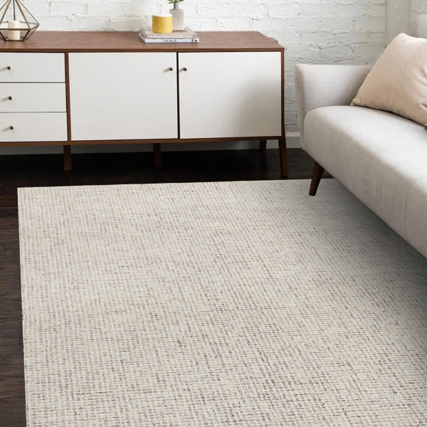 Rust & Beige Geometric Wool Area Rug