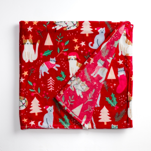 Jolly Cats Plush Throw