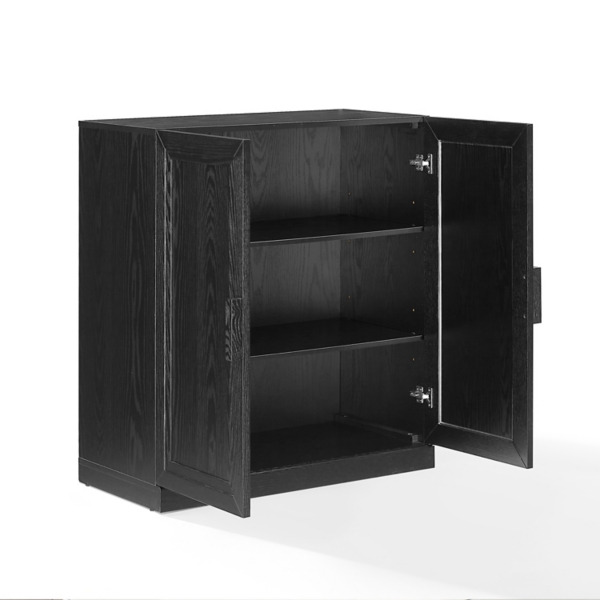 Black Wood Grain Stackable Storage Cabinet