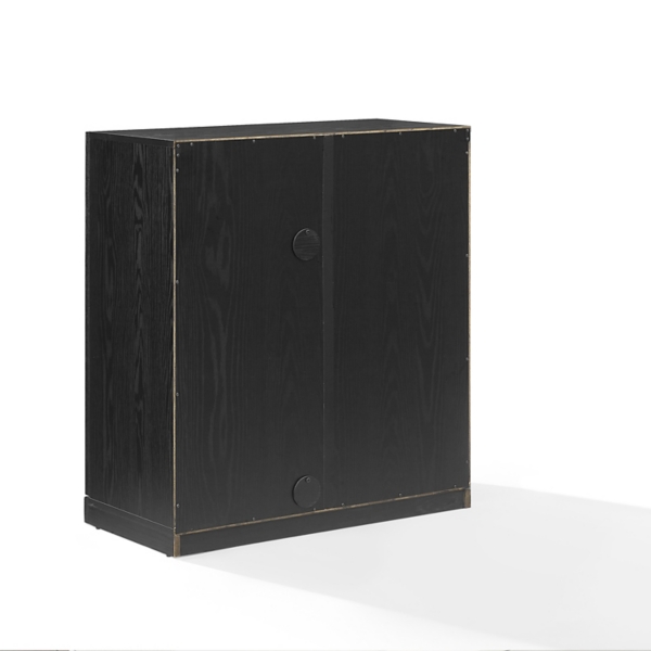 Black Wood Grain Stackable Storage Cabinet