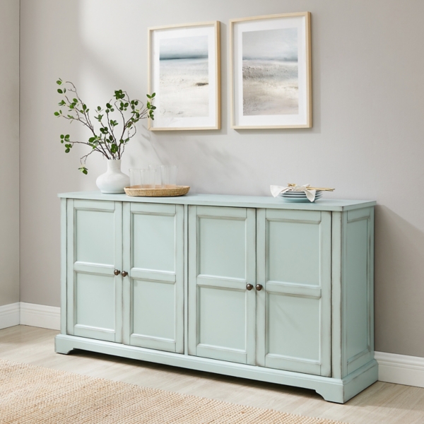 Light Blue Paneled 4-Door Sideboard