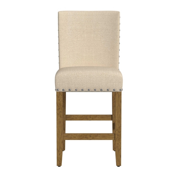 Tan Upholstered Nailhead Trim Counter Stool | Kirklands Home