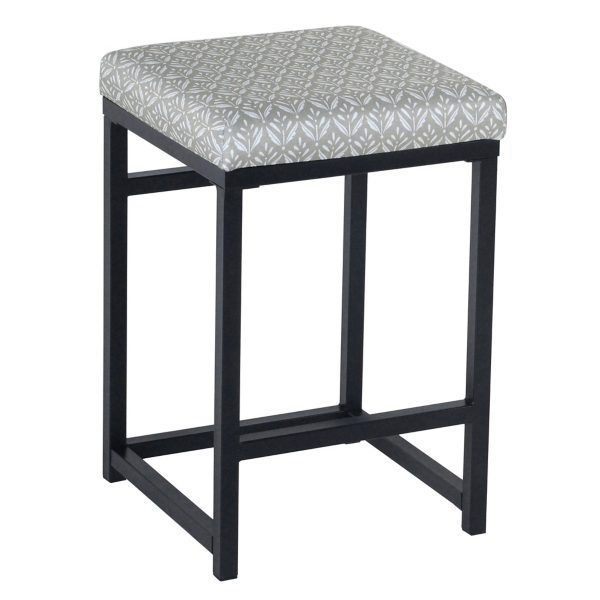 Gray Floral Upholstered Counter Stool