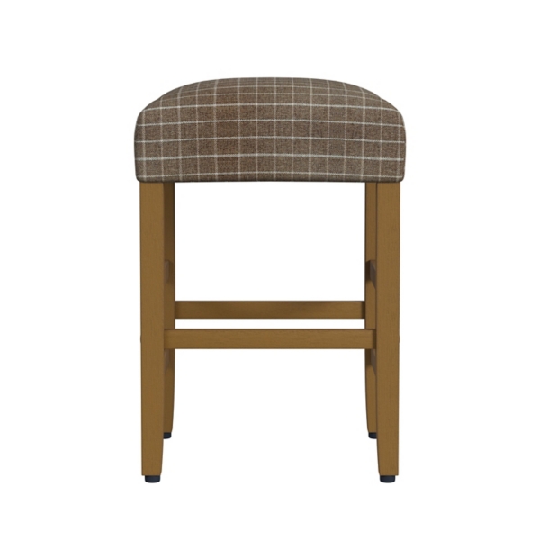 Brown Windowpane Upholstered Counter Stool