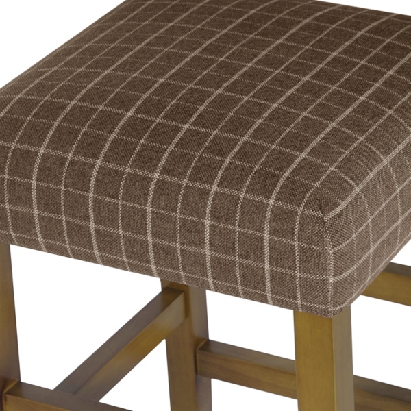 Brown Windowpane Upholstered Counter Stool