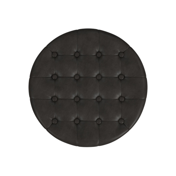 Espresso Faux Leather Tufted Storage Ottoman