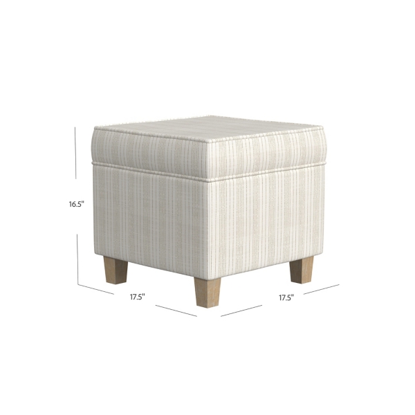 Marigold Stripe Upholstered Square Storage Ottoman