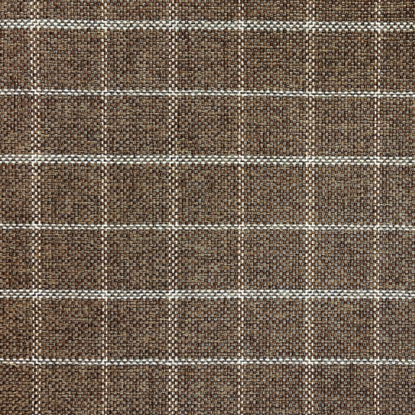 Brown Plaid Upholstered Square Storage Ottoman