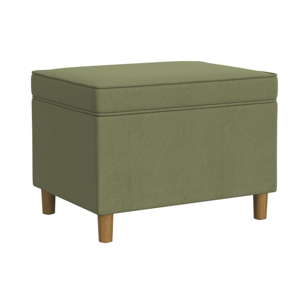 Sage Green Velvet Rectangle Storage Ottoman