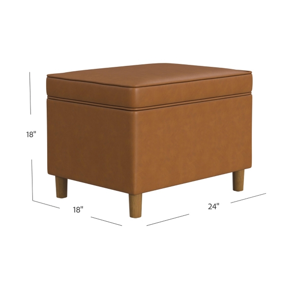 Caramel Faux Leather Storage Ottoman