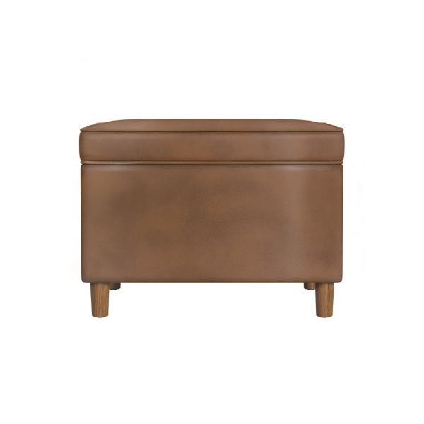 Chocolate Brown Faux Leather Storage Ottoman