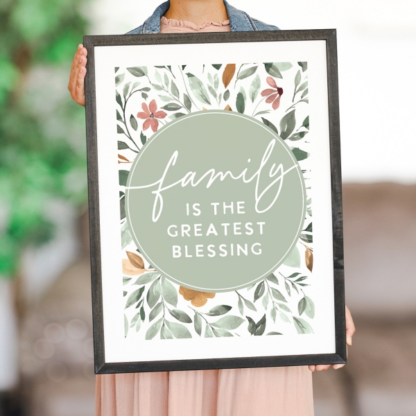 Family Blessing Floral Framed Wall Plaque