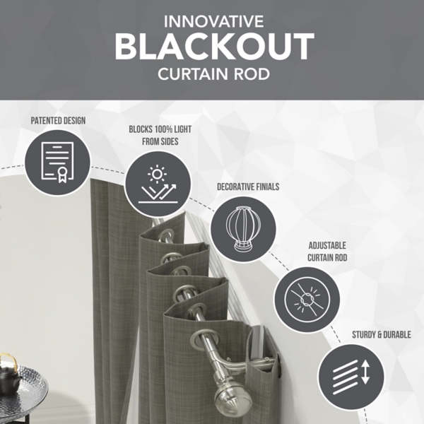 Black Metal Blackout Finial Curtain Rod