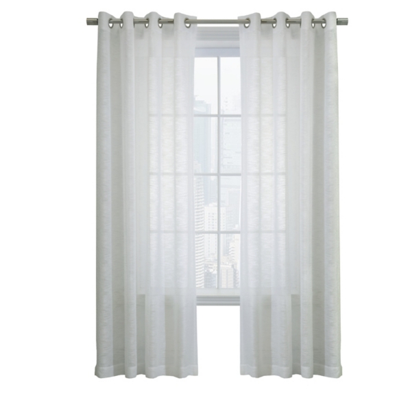 White Boucle Sheer Single Curtain Panel, 95 in. | Kirklands Home