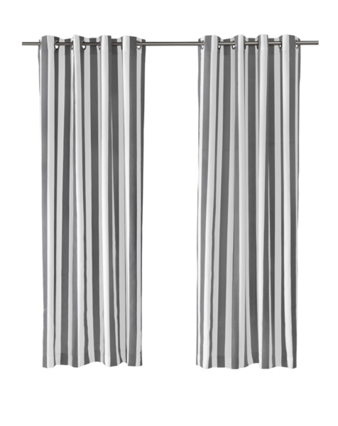 Gray Coastal Stripe Outdoor Curtain Panel, 108 in. | Kirklands Home