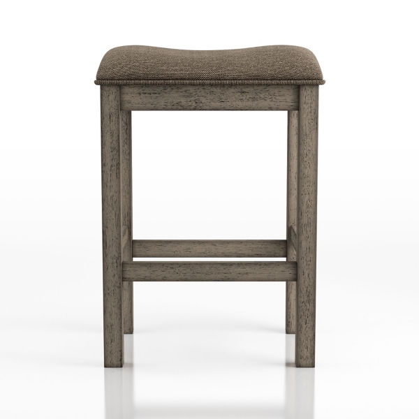 Chestnut Wood Upholstered Counter Stools, Set of 2