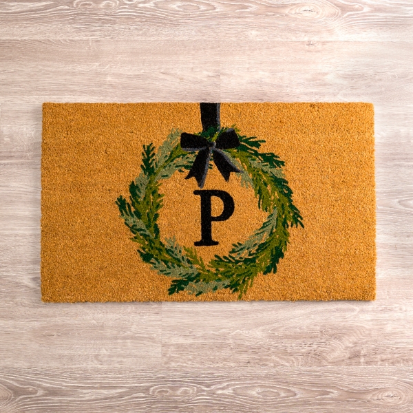 Monogram P Wreath Doormat | Kirklands Home