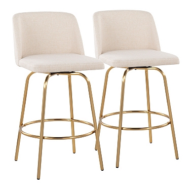 Marley Cream and Gold Counter Stools, Set of 2