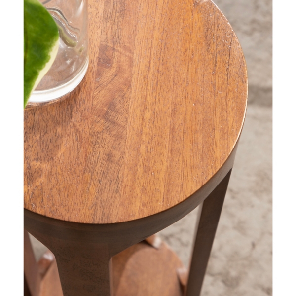 Walnut Round Wood Devon Accent Table