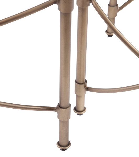 Round Bronze Metal and Glass Accent Table