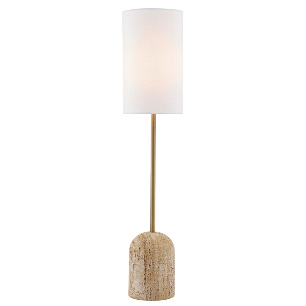 Gold & Travertine Carolina Buffet Lamps, Set of 2