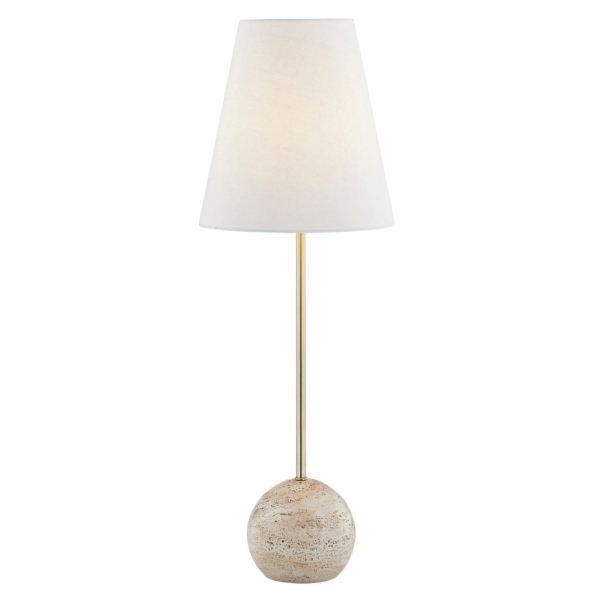 Gold & Travertine Goodwin Buffet Lamps, Set of 2
