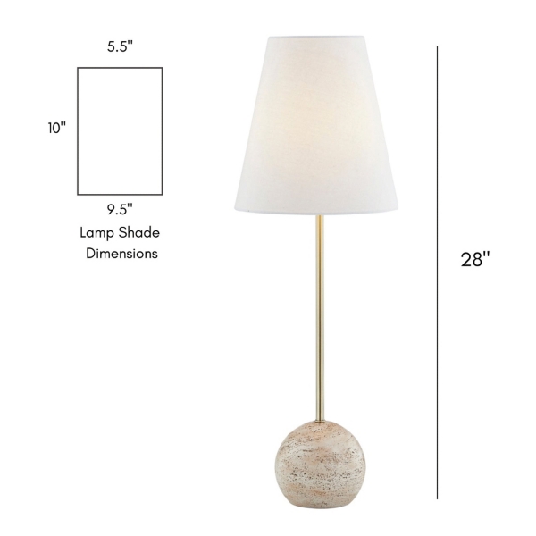 Gold & Travertine Goodwin Buffet Lamps, Set of 2