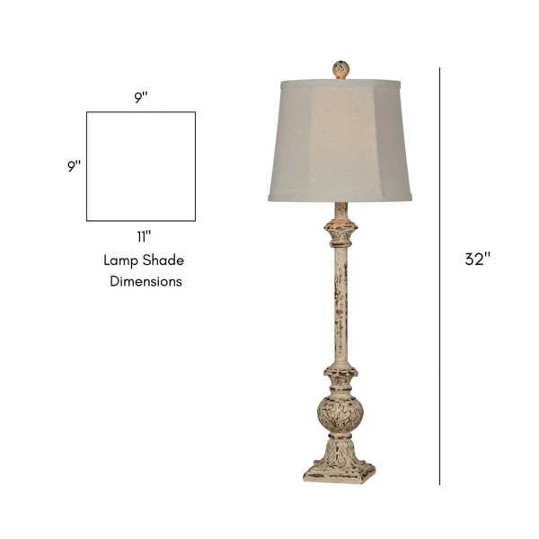 Antique Cream Cason Buffet Lamps, Set of 2