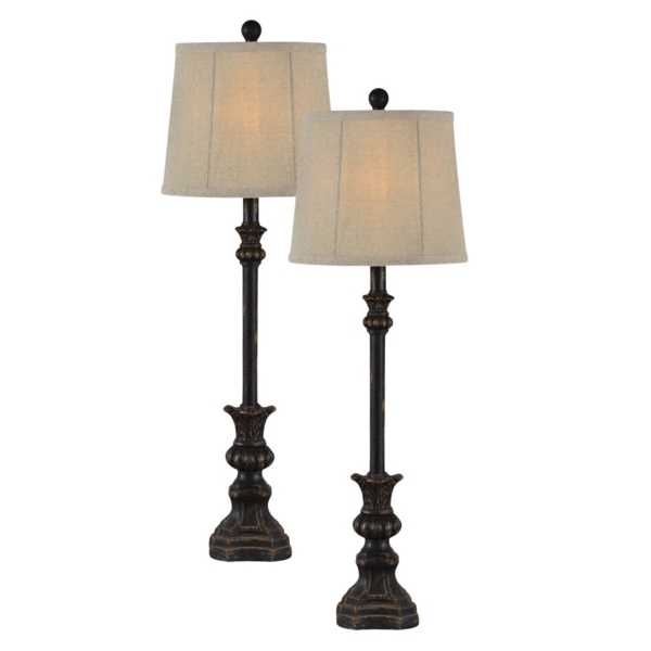 Distressed Black Pillar Carl Buffet Lamps, Set of Kirklands Home
