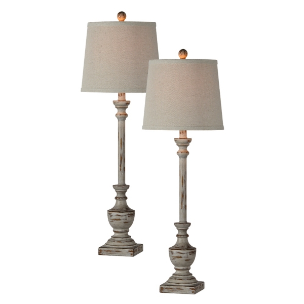 Joelle Buffet Lamps, Set of 2, Gray, 9 , Resin | Kirkland's Home
