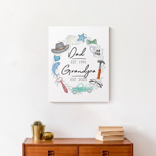 Personalized Fathers Day Established Canvas Print