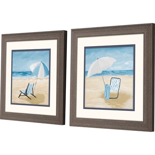 Blue Beach Framed Art Prints, Set of 2