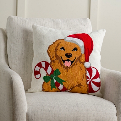 Black Lab with Santa Hat Christmas Pillow Kirklands Home