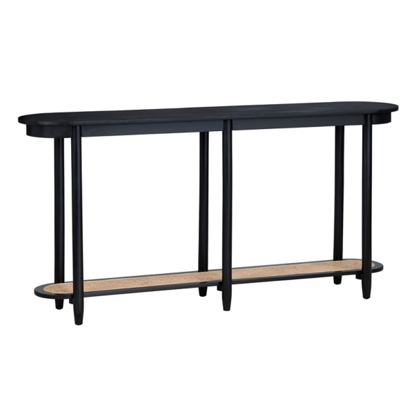 Black Wood and Rattan Boho Console Table | Kirklands Home