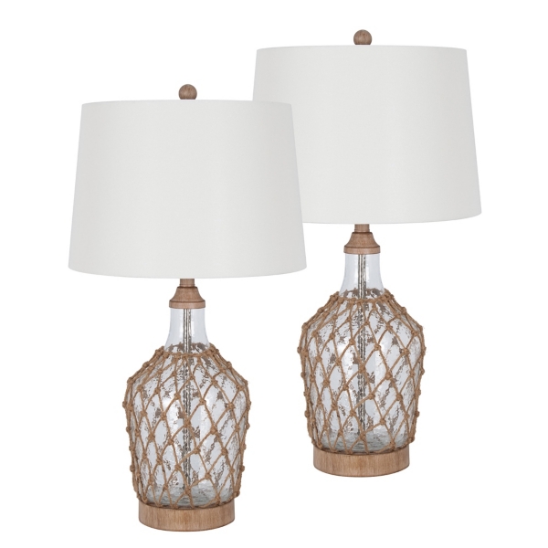 Clear Glass Coastal Netting Table Lamps, Set of 2 Kirklands Home