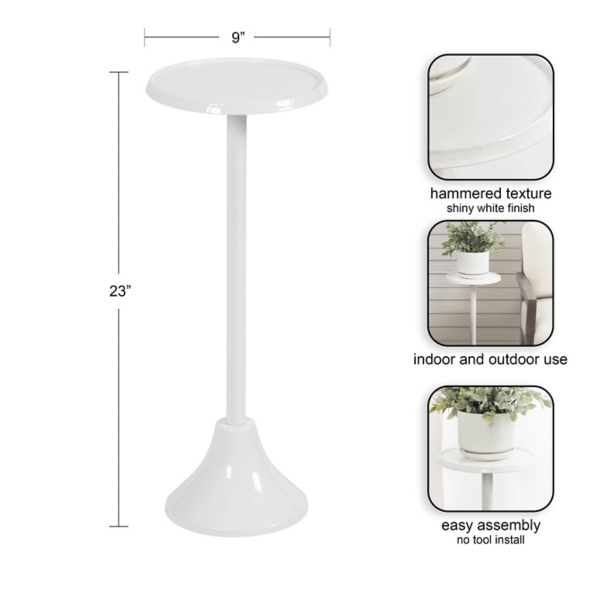 Round White Metal Layla Accent Table