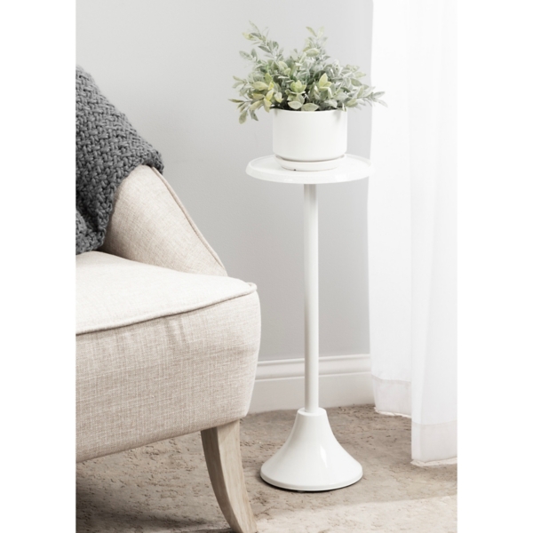 Round White Metal Layla Accent Table