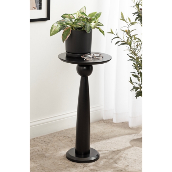 Round Black Wood Jess Accent Table