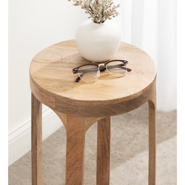Round Natural Wood Dani Accent Table