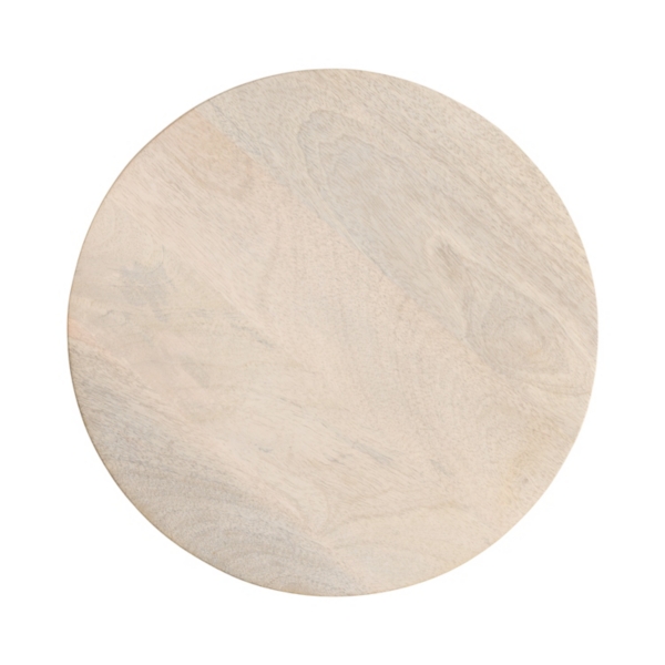 Round Whitewashed Wood Dani Accent Table